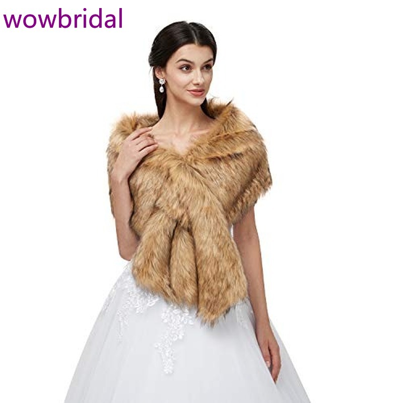 Bolero Jacket Avondjurk Sjaal Bridal Wraps Fur Cape Fur Sjaal Veer Robe Sheer Wit Bont Mantel Winter Witte Mantel jas