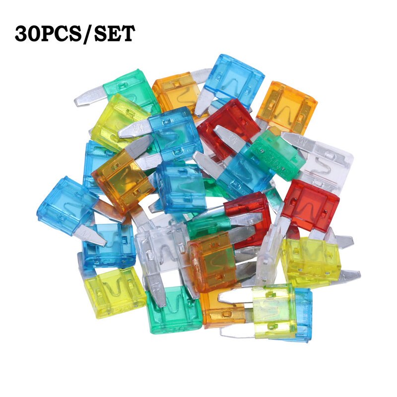 Auto Car Fuse Box 30PCS 5A-30A Car Auto Blade Mini Fuse Set ATC Clip Auto Blade Type Fuse Set Truck MIni Fuses