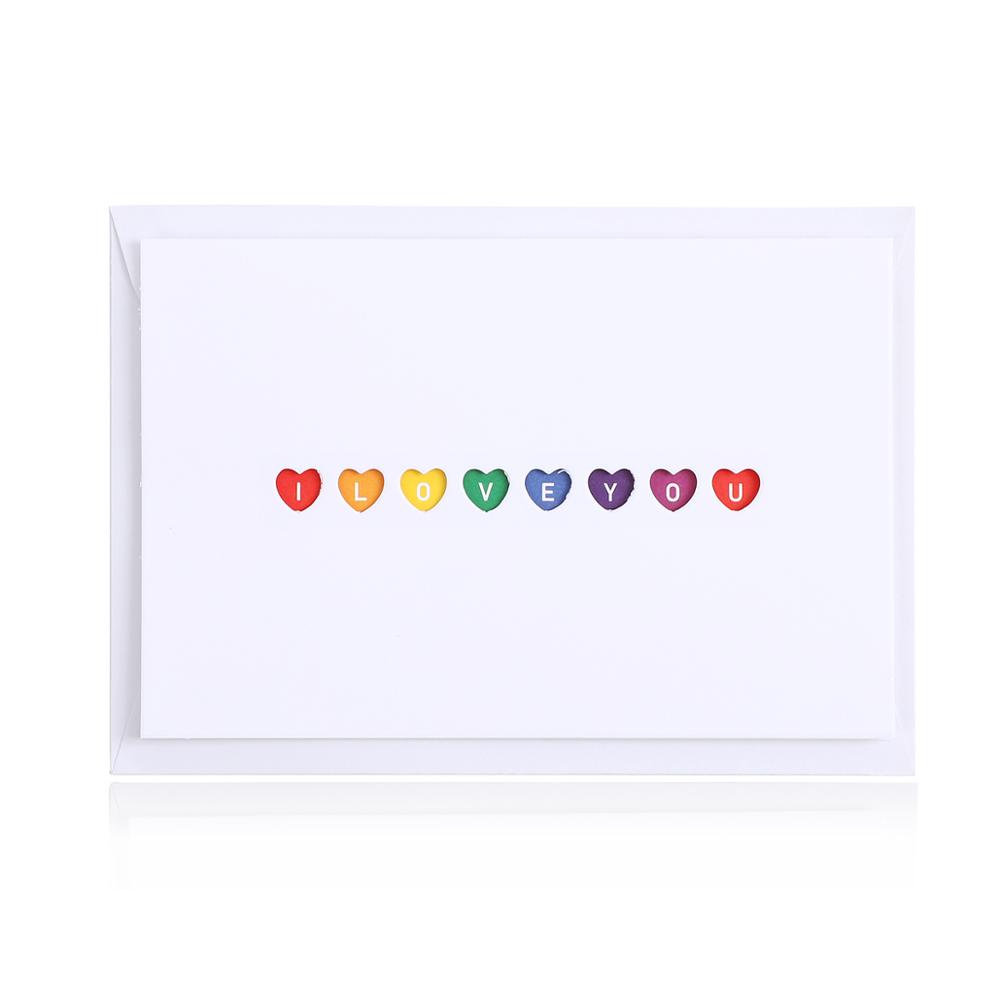 1pc romantiske jeg elsker dig hule lykønskningskort hjerteform kærlighedsord bryllupsfødselsdag invitation velsignelse kort papirforsyning: Jeg elsker dig farve