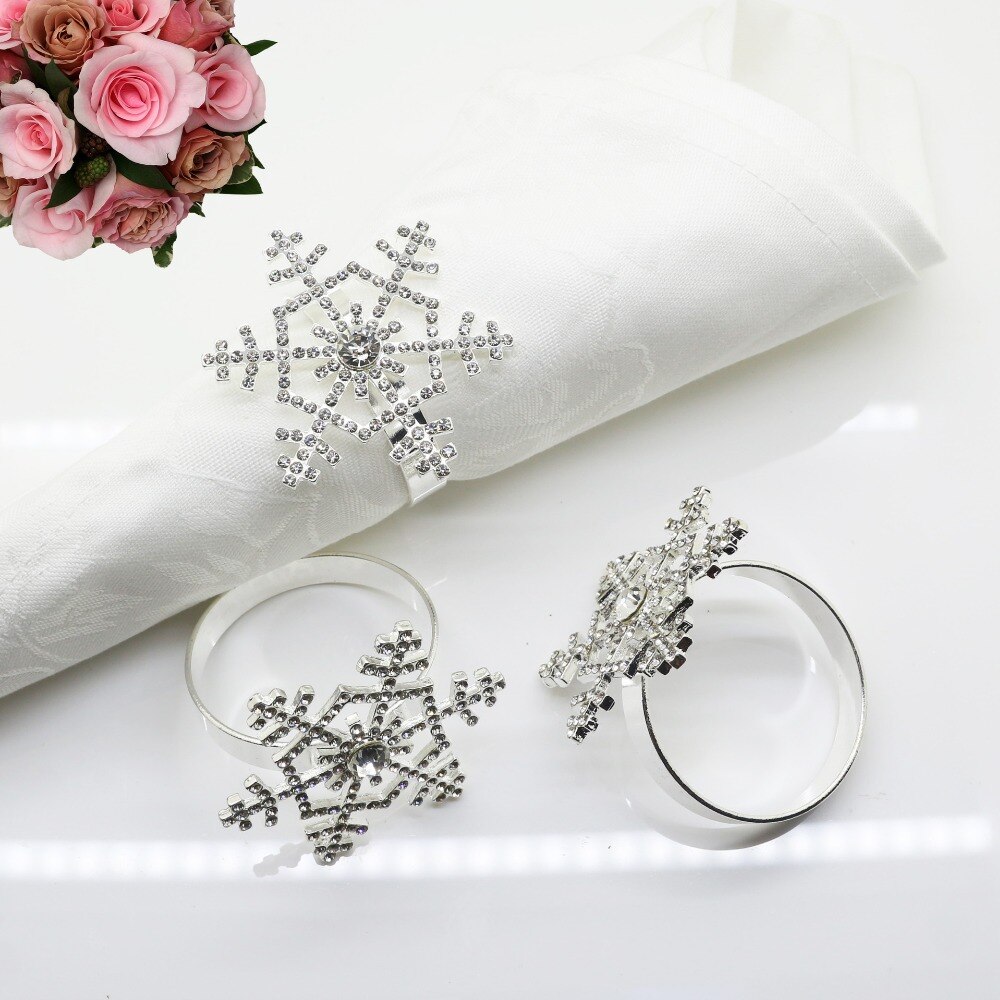 12 stuks Crystal snowflake Kerst servet ring mond doek servet ring gesp hotel swing sets Kerst decoratie