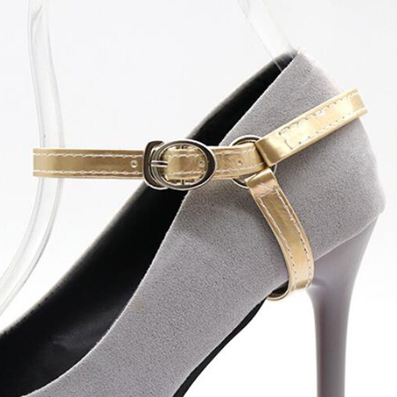 1 Paar Vrouwen Hoge Hakken Holding Losse Anti-Slip Bandjes Kant Schoenen Band Bundel Schoenveter Metalen Tip Schoen Accessoires: Gold
