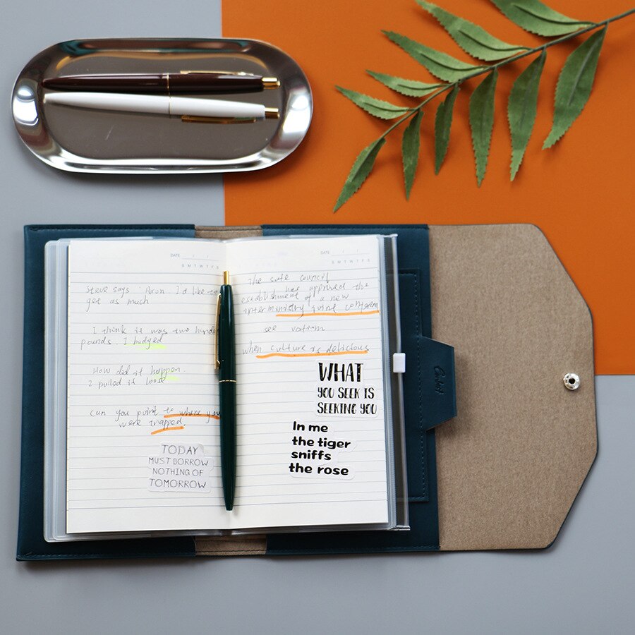 Business notebook cover A6 PU notebook weekly planning time management schedule notebook leather bill paper storage bag