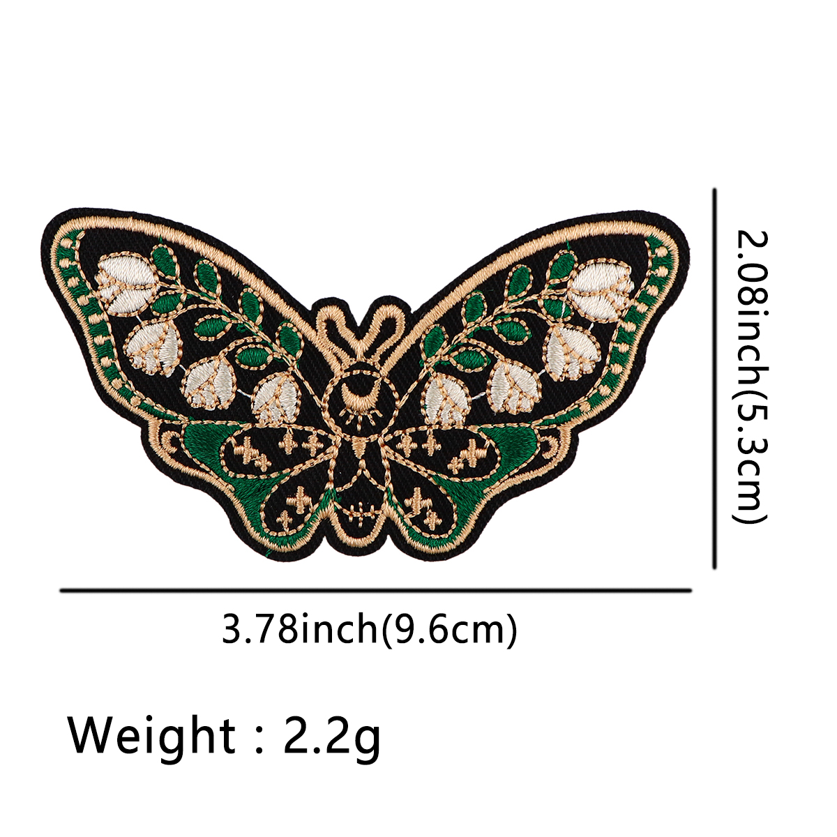 Butterfly Patches Embroidery Badges Iron On Patches On Clothes DIY Dress Jeans Hat Clothing Accesories Moth Applique Stickers: Black Nickel