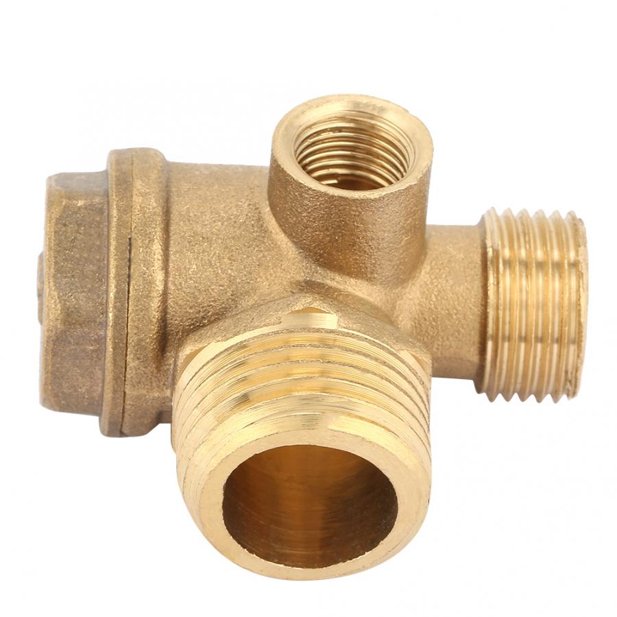 3 Port Brass Air Compressor Male Threaded Check Valve Tube Connector Tool Manual Flush Valve