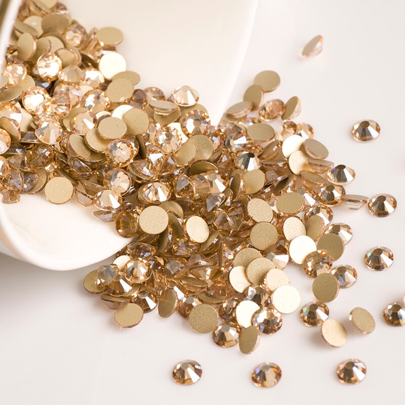 Yanruo Crystal Golden Shadow Niet Hotfix Plakstenen Crystal Rhinestones SS20 4.6-4.8Mm Goud Stenen Kralen Nails Art craft