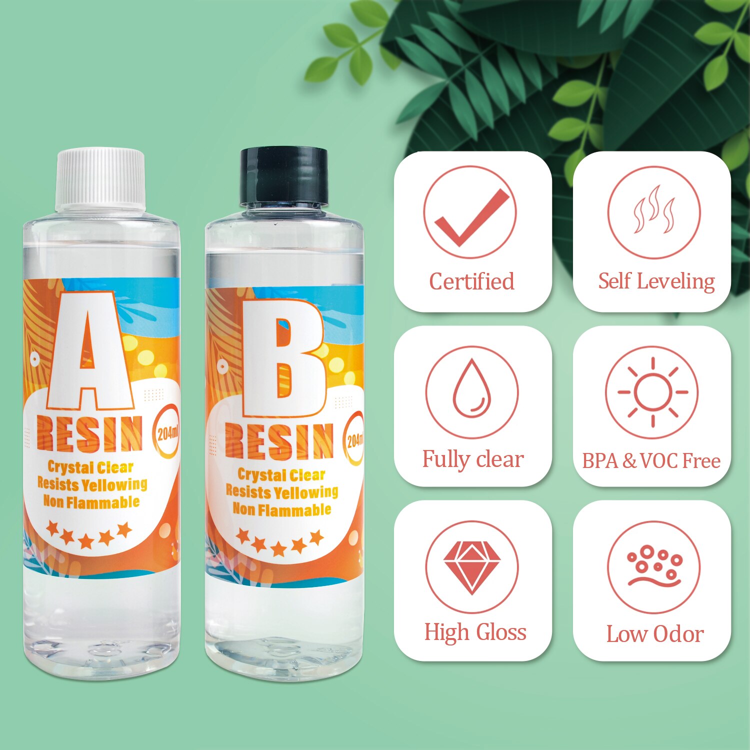 Pegamento de cristal de resina epoxi 1:1 AB, alta adhesivo de fundición transparente y recubrimiento de resina para fabricación de joyas, llavero, manualidades DIY, arte de resina