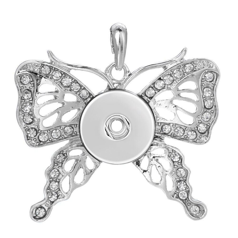 Colorful Butterfly Snap Button Pendant Jewelry Fit 18mm Metal Snap Buttons Jewelry Snap Pendant Necklace ZG146: 11
