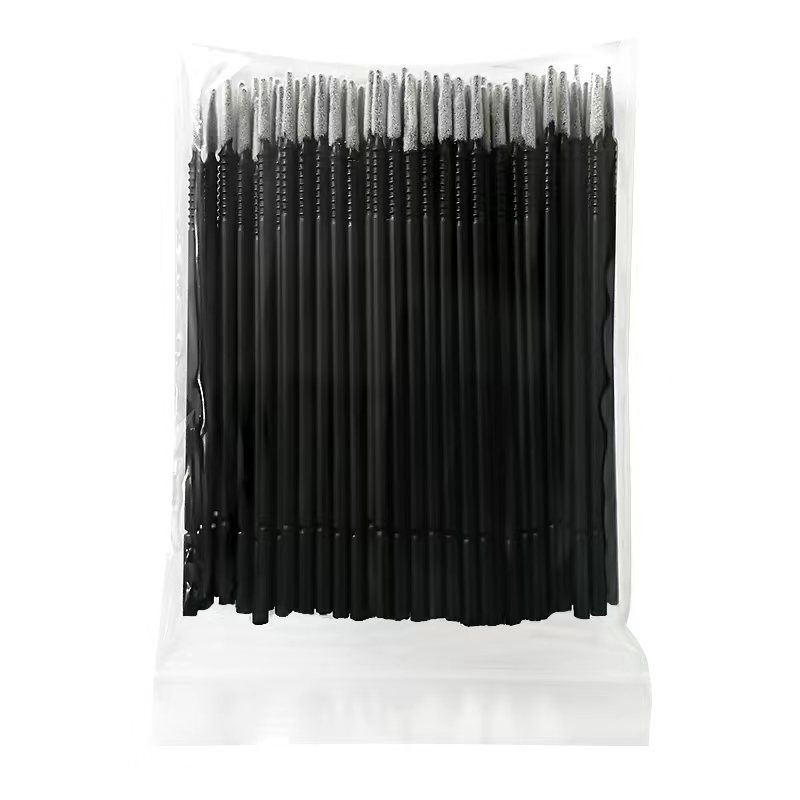 100pcs/Pack Bendable Micro Brushes Disposable Microbrush Applicators Eyelash Extensions Eyelash Glue Cleaning Brush for Eyelash: black