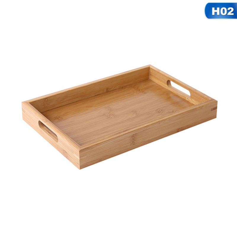 Rectangular Wooden Serving Tray Tea Cutlery Trays Storage Pallet Fruit Plate Decoration Food Bamboo: 2