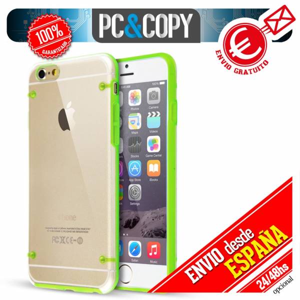 Funda hibrida policarbonato rigida con marco TPU de colores para iphone 6 6S