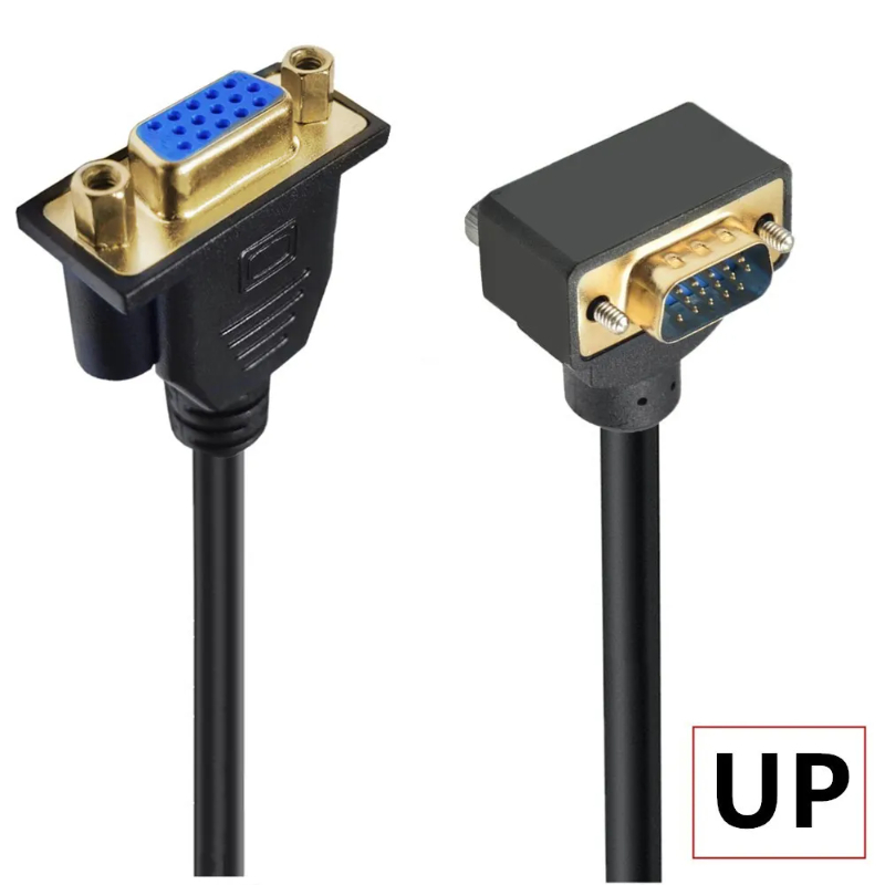 90- graders vga hann-til-hunn-forlengelseskabel, vga 15- pins skjermvideokabel støtter 1080p full hd for pc bærbar pc tv projektor