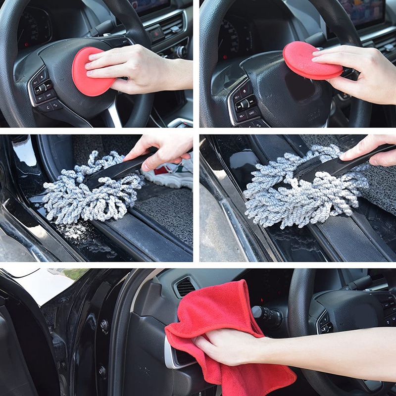 19 Pcs Car Detailing Kit Internal And External Detail Tool Kit Detailing Brush Set Drill Brush Set For Cleaning Wheels