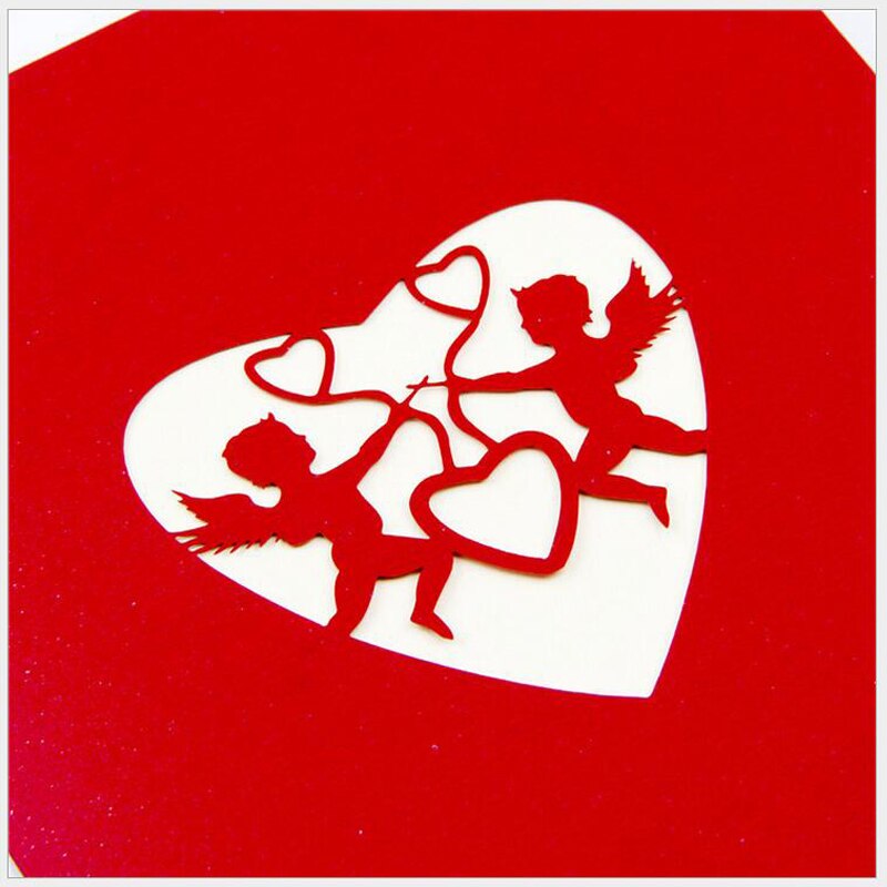 3D Pop Up Foldable Cut Paper Greeting Cards Handmade Love Cupid Post Cards Valentines Wedding Xmas