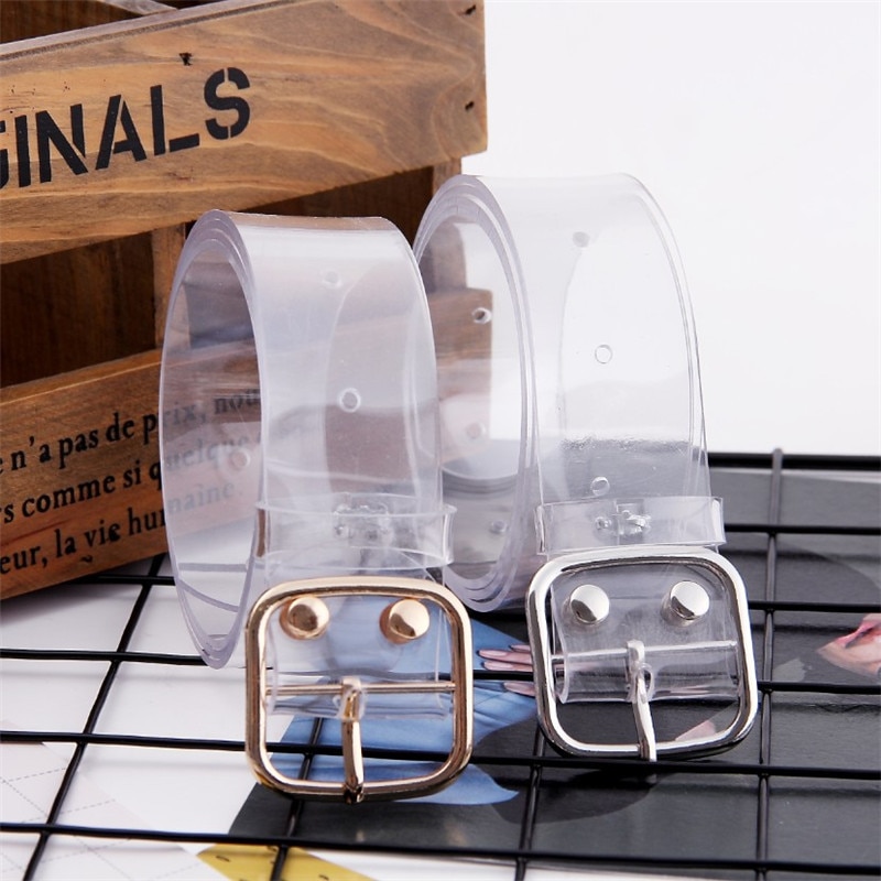 100cm / 39inch Resin Waist Belt Transparent Heart Buckle Belt Women Cute Jeans Dress Band Strap Harajuku Ladies PVC Clear Belt