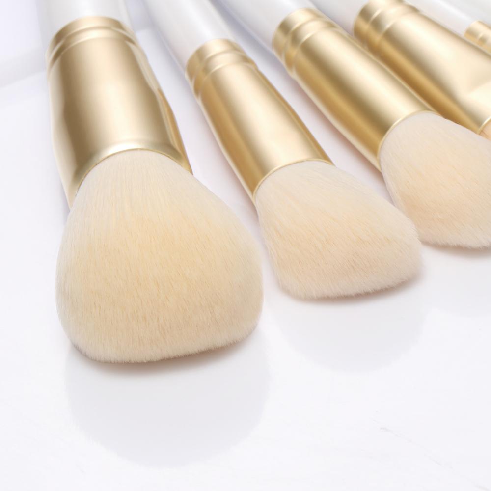 Unique 10Pcs Makeup Brushes Set With Bag White Wooden Handle Soft Bionic Wool Hair Powder Foundation Eyeshadow Brushes Set