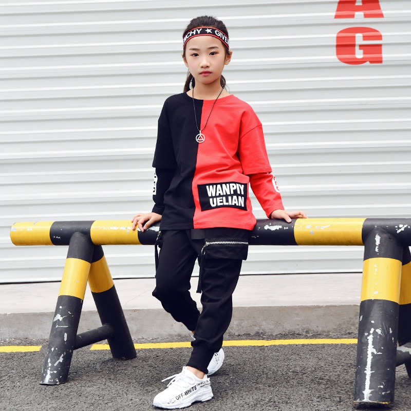 Children Ballroom Dance Clothes for Girls Boys Performance Show Short T Shirt Jogger Pants Jazz Kid Hip Hop Dancing Costume