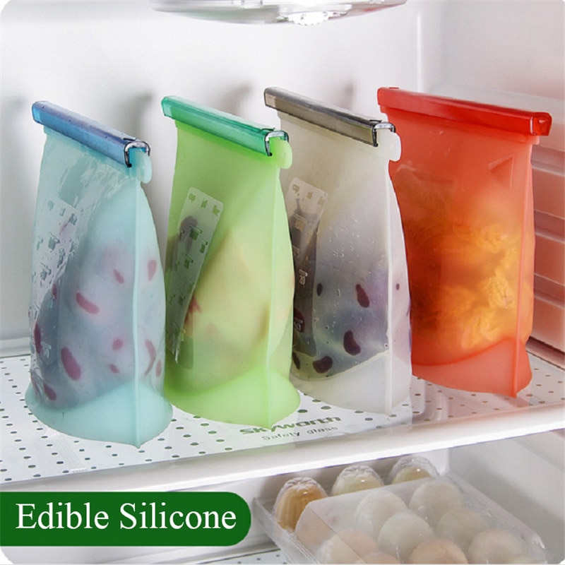 Reusable Silicone Vacuum Seal Food Keep Fresh Bag Fruit Meat Milk Storage Containers Refrigerator Bag Kitchen Organizer Gadgets
