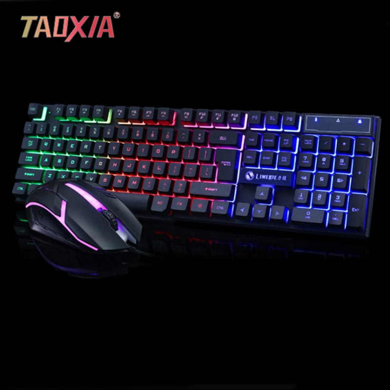 Office Household White Seven Colors Luminescent USB Cable Competitive Suspension Keyboard and Mouse Game Backlight Kit: GTX300 HJZFG