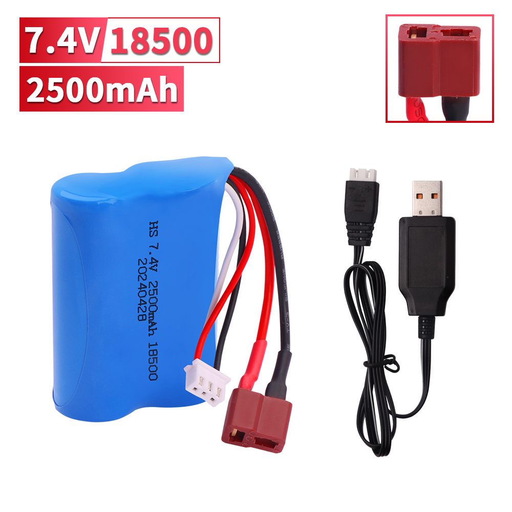 18500 2500 mAh 7.4 V batterij met Oplader Voor HBX 16889 16889A 16890 16890A SG1601 SG1602 1/16 RC vrachtwagen/auto onderdelen Batterij: other