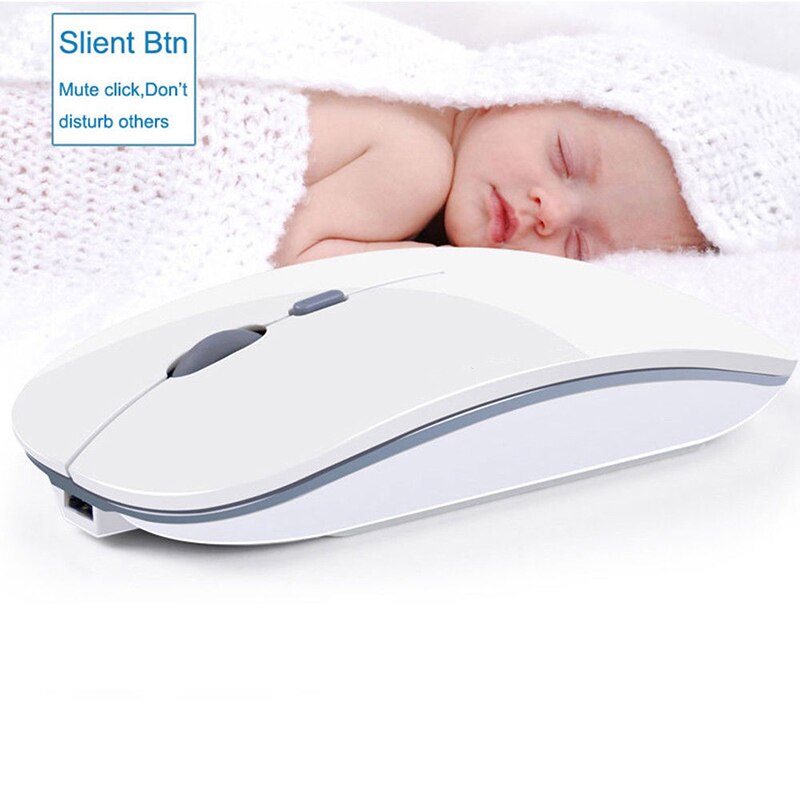 Wiederaufladbare optische funkmaus mit geräuschlosen tasten, ultradünn, mini-optik, ultradünn, usb 2.4g -anschluss für computer, laptop und pc