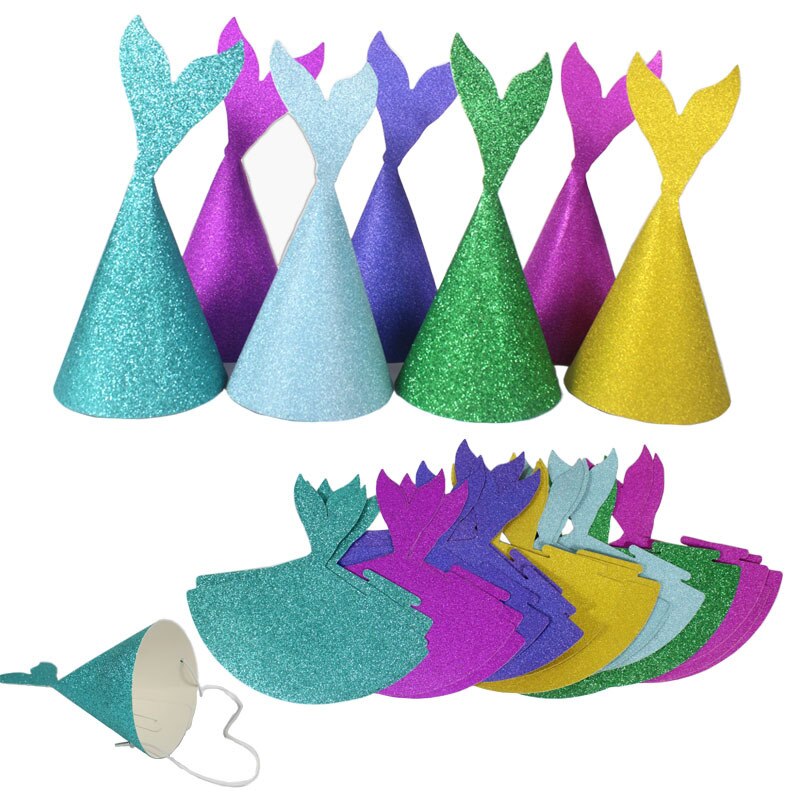Gorro de sirena para cumpleaños, suministros de de cumpleaños, decoración de de cumpleaños, , 12 Uds., HW79: Default Title