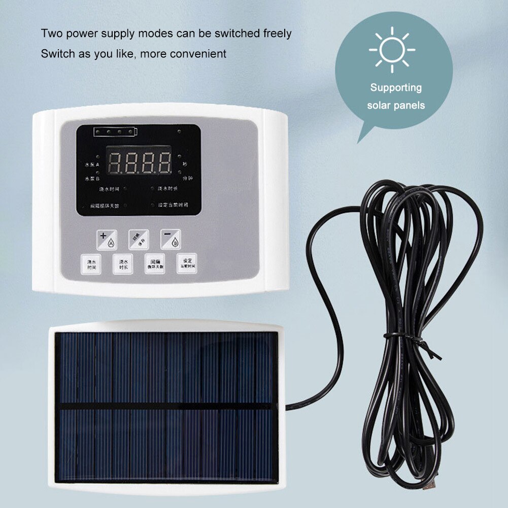 Garden Drip Irrigation Device Double Pump Controller Timer System Solar Energy Intelligent Automatic Watering Device for Plants
