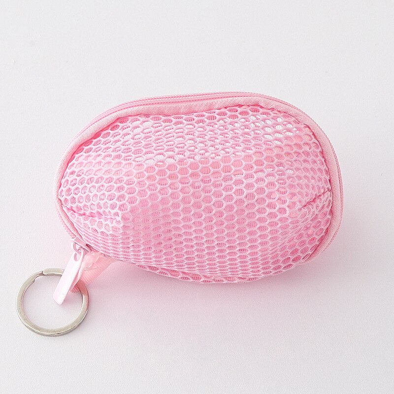 Fashion Mini Women Zipper Coin Purse Small Storage Pouch Girls Kids Polyester Mesh Key Coin Bag Convenient 5 Colors Small Wallet: Colore rosa