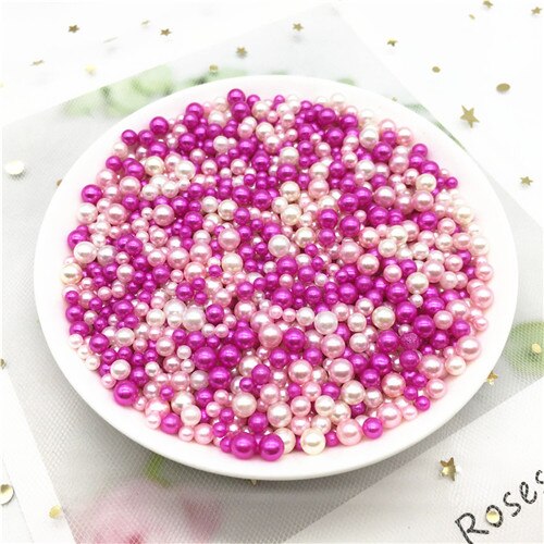 Perles en Imitation acrylique pour artisanat, mélange de 3/4/5mm, sans trou, perles d'art de fabrication de bijoux, matériel artisanal, 10g: Mix rose red