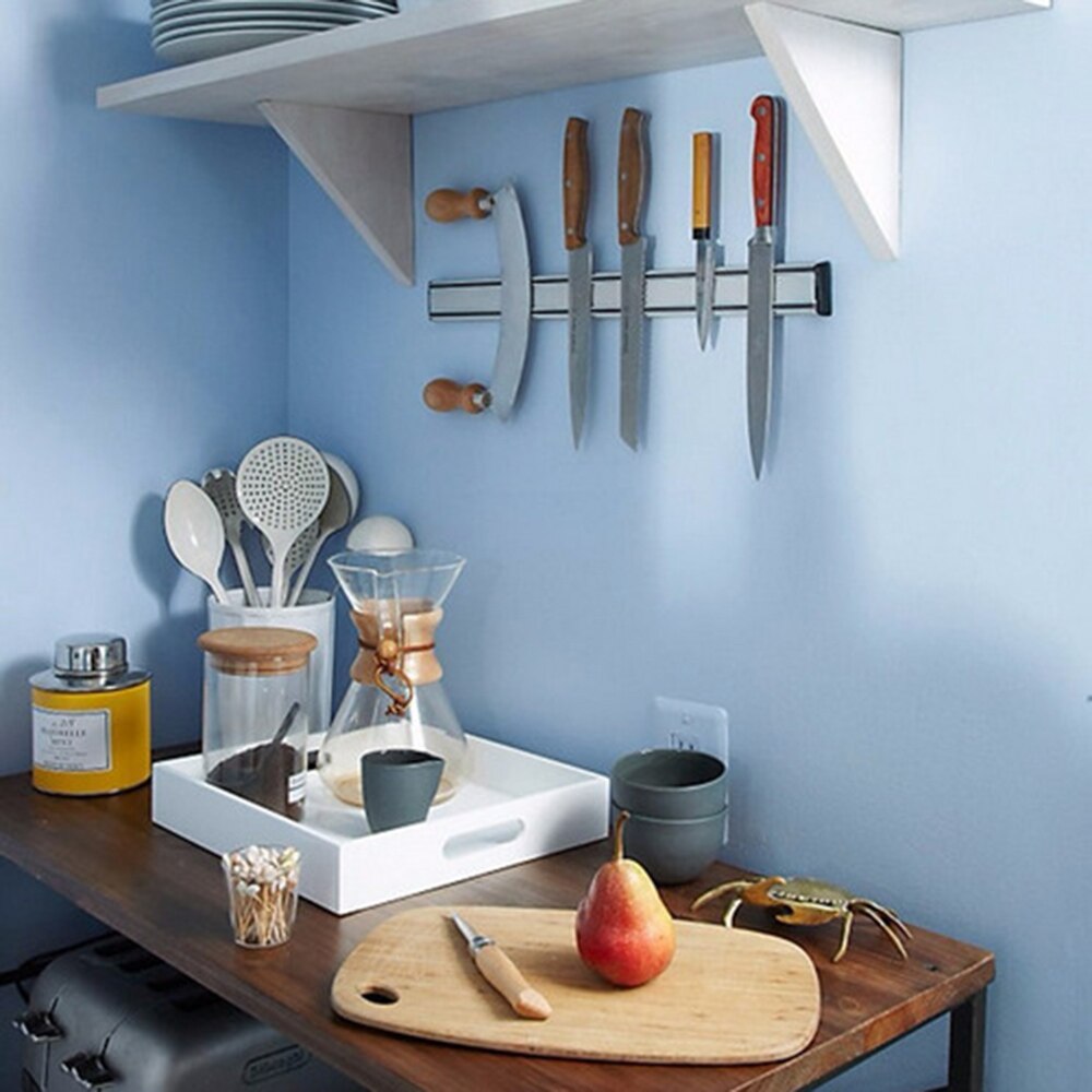 Kniv magnet holder vægbeslag sort abs plast til rustfrit stål metal kniv magnetisk kniv holder køkkenredskaber organizer