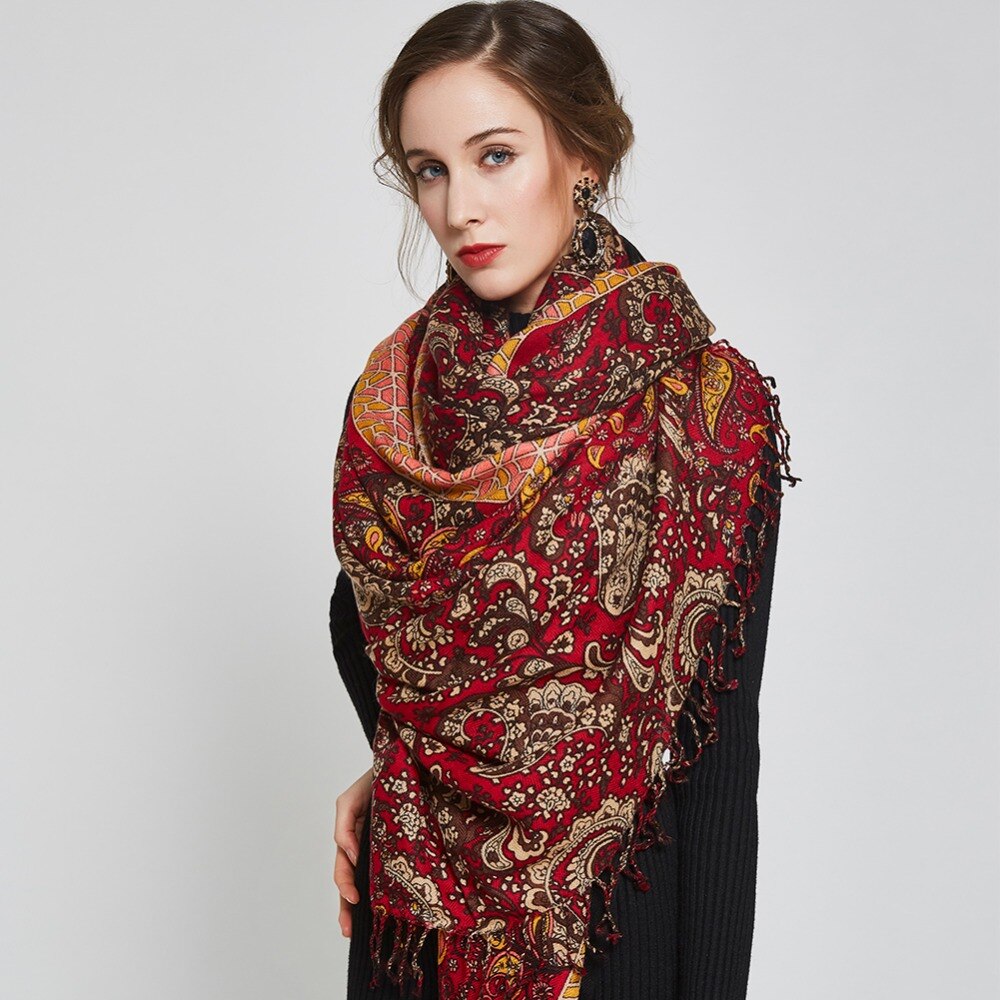 Luxury Brand Scarf Unisex Female Male Wool Cashmere Scarf Pashmina Tassels Women Men Wrap Pashmina Shawl Bandana