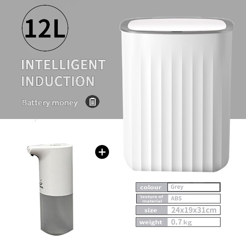 12L/15L Smart Sensor Trash Can Household Automatic Electronic Trash Can Kitchen Waste Bin Trash Can for Bedroom Kitchen Bathroom