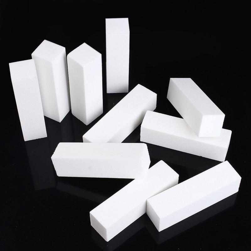 1PC White Nail File Polishing Soft Plastic Manicure Tofu Block Sponge Sandpaper Durable Polishing Manicure Buffer Block