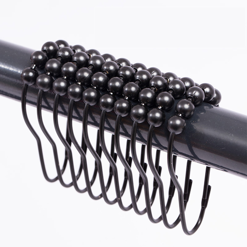 Ganchos de Metal para anillos de cortina, rodamientos de bolas de rodillo de ducha, Clips colgantes silenciosos, decoración del hogar, accesorios de baño, 12 Uds.