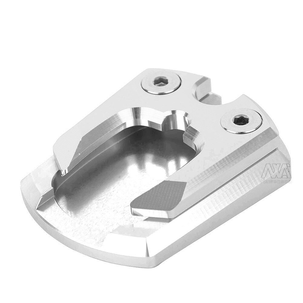 Voor yamaha xmax 125 250 300 alle jaren motorfiets zijstandaard verbreding basis pad plaat kickstand vergroting steun verlengstuk: Zilver