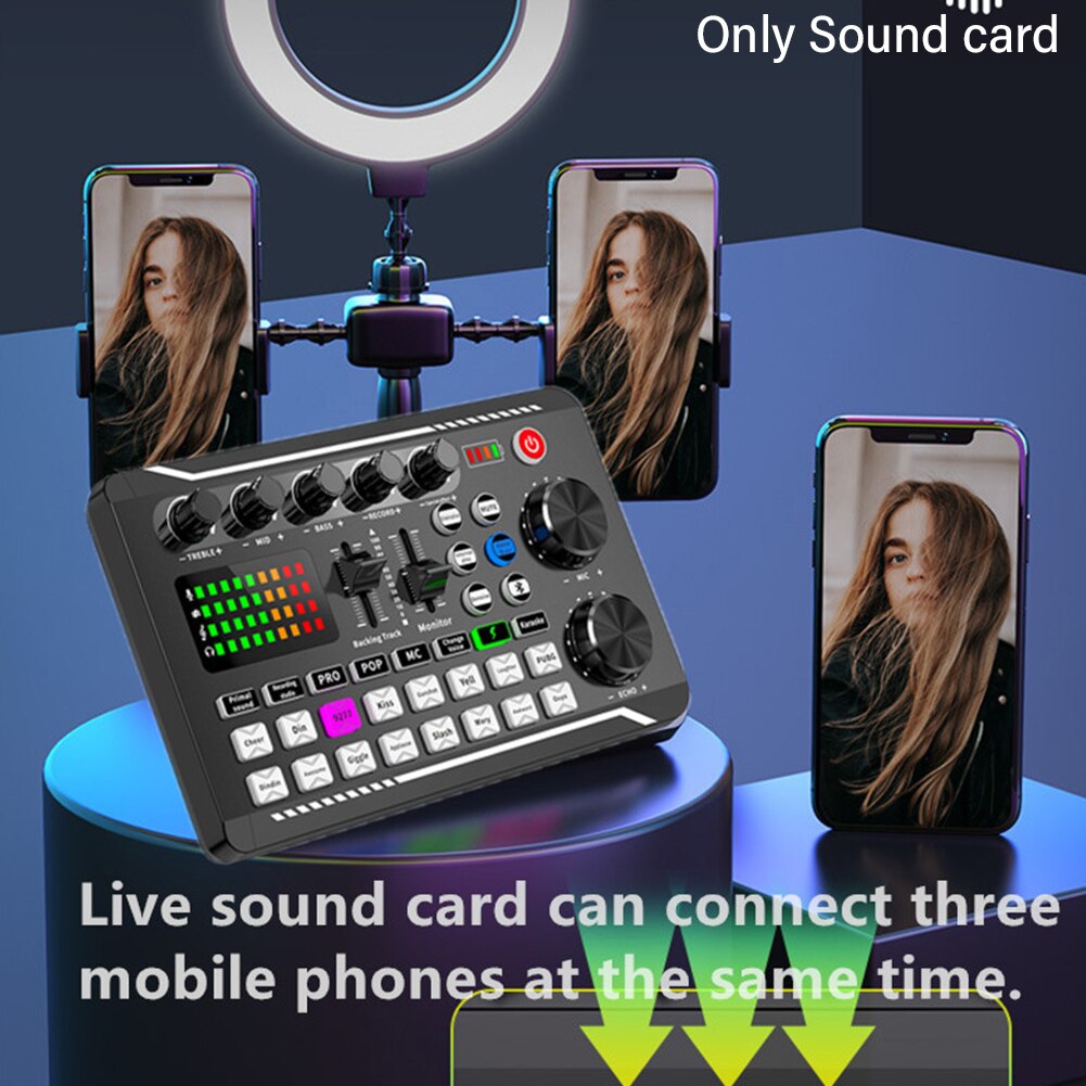 Voor Telefoon Computer Accessoires-Compatibel Mixer Met Led Light Thuis Party Audio Professionele Live Sound Card Adapter