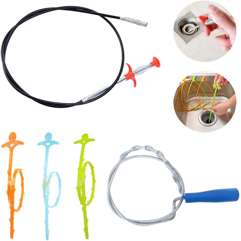 Pipe Dredger Grabberable Claw Pick up Tool, Plumbing Snake Tool for Sink Tube Drain Sewer Drain Clog Remover