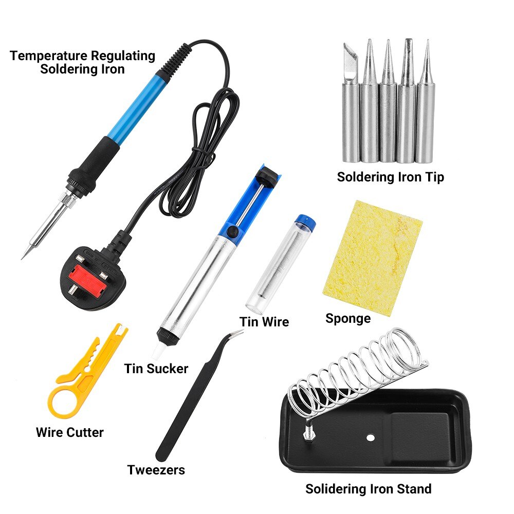 15 Pcs Soldering Tips Iron Kit Electronics 60W Adjustable Temperature Welding Equipment Soldering Tools Accessories