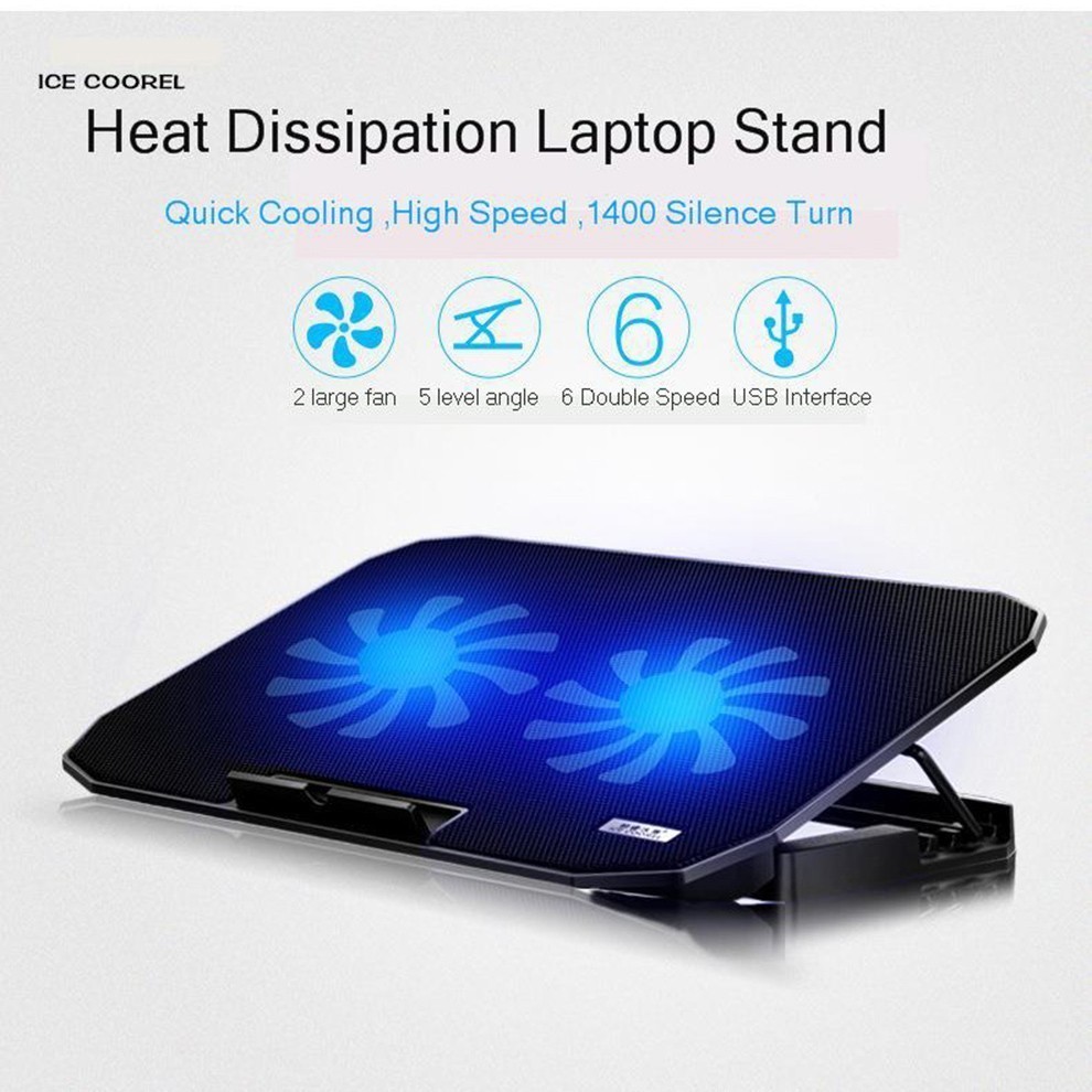 Jelly Comb Gaming Laptop Cooler Adjustable Speed 2 USB Ports and 2 Cooling Fan Laptop Cooling Pad Notebook Stand for 12-17 inch