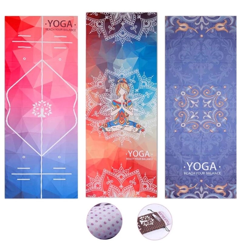 Yoga Handdoek Siliconen Antislip Mat Deken Pilates Mat Milieu Fitness 183*65Cm Microfiber Afdrukken Geweven Handdoek