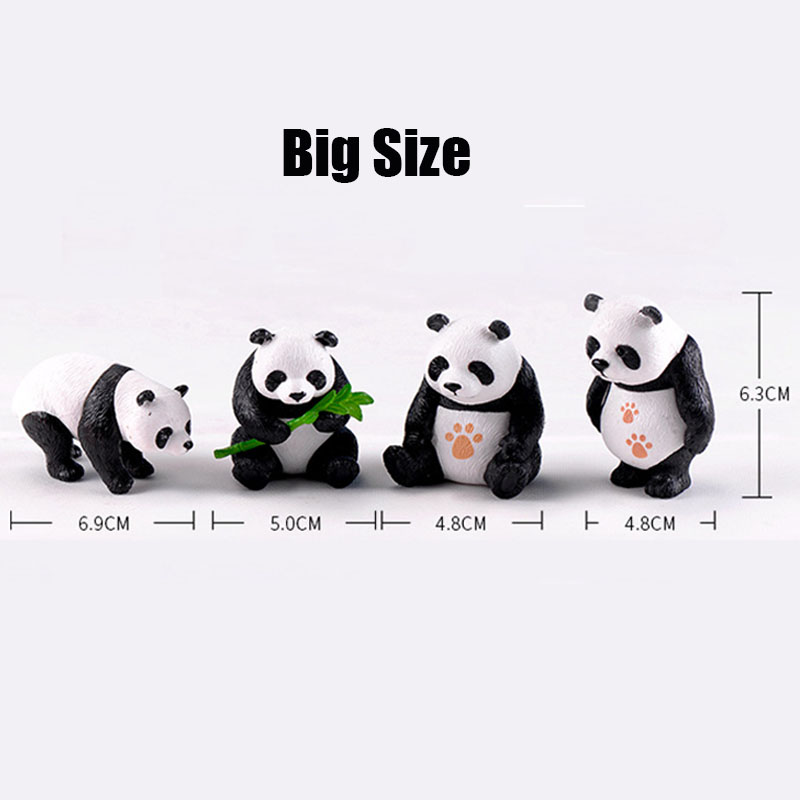 4 Pcs/set Cute Panda Miniature Garden Resin Crafts Ornament Garden Home Decoration Mini Animal Artificial Micro Landscaping: Big Size 4Pcs