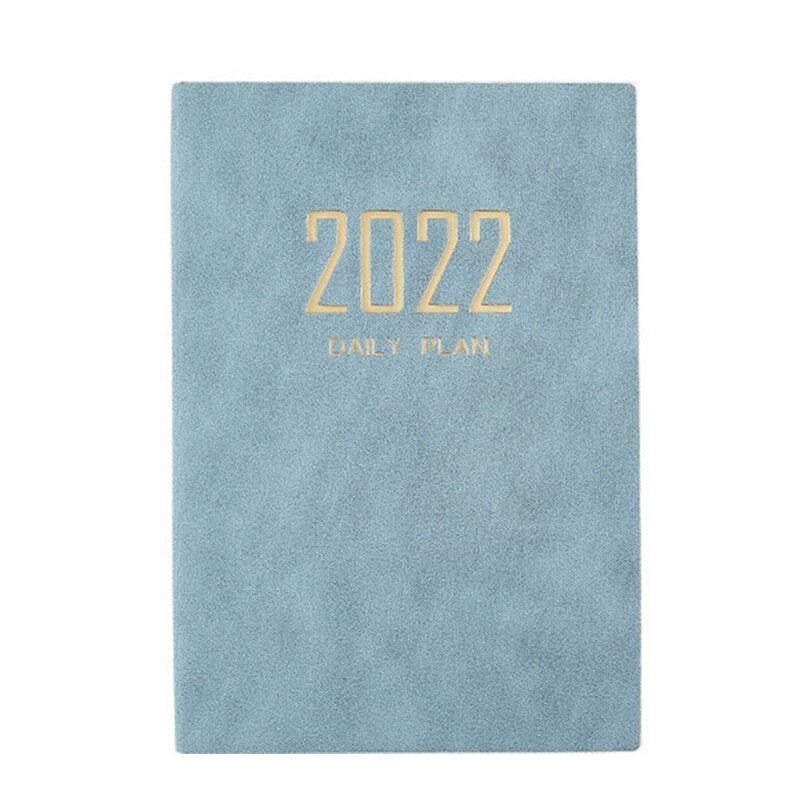 2022 PU Planner Schedule A5 Daily Planner Hourly Timetable Dated Ruled Daily Pages Ribbon Bookmark for Office Women Men: Gray blue