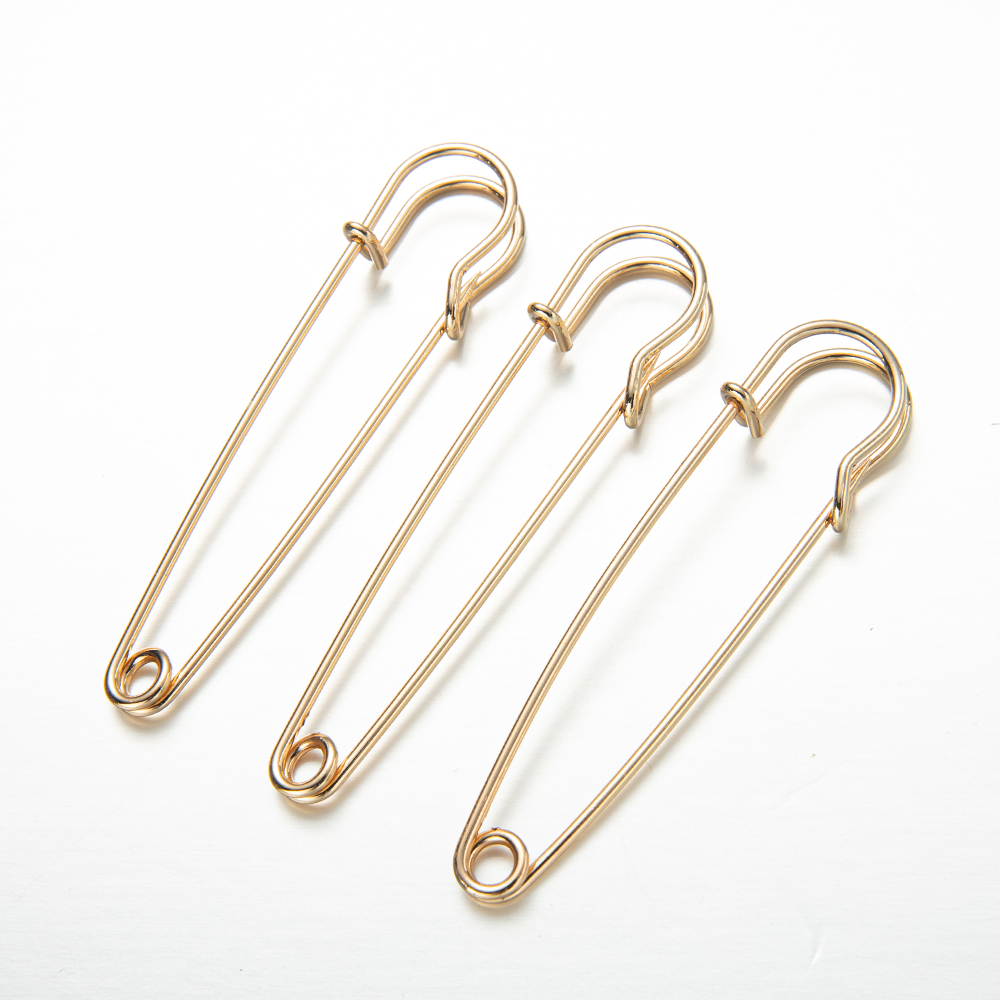 20Pcs Large Bright Metal Safety Pins Blankets Crafts Skirts Kilts Brooch Fasteners Jewellery Classic Accessories DIY Supplies: L / Beige