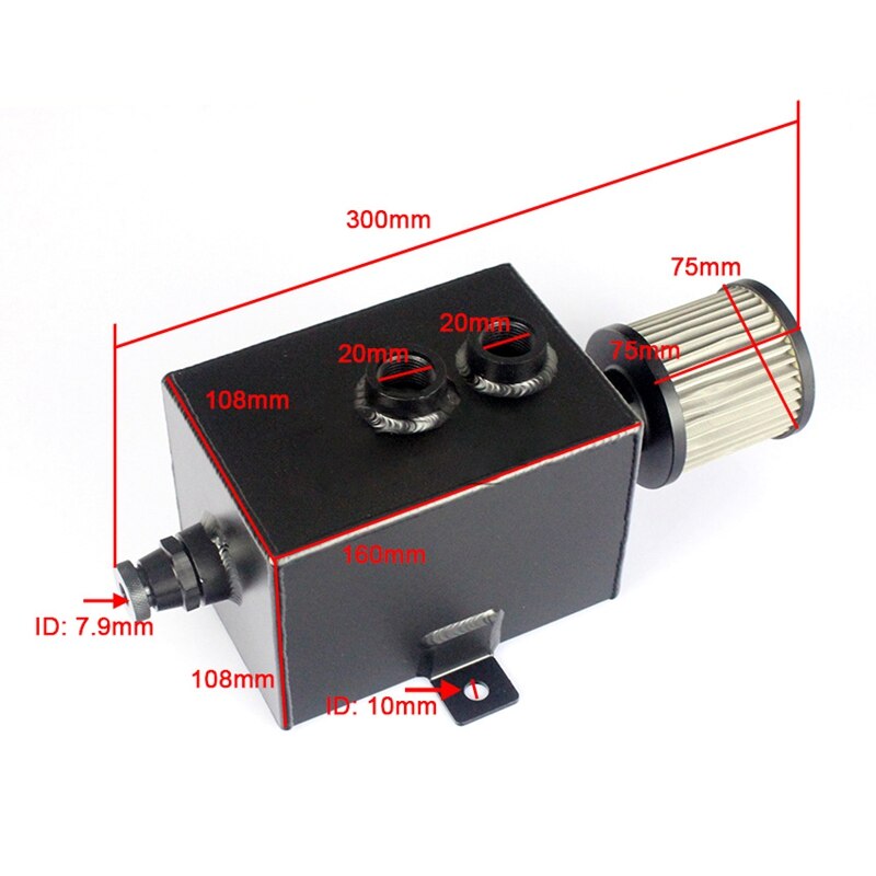 Universal Car Fuel Tank 2L Aluminum Alloy Square Oil Breathable Exhaust Pot