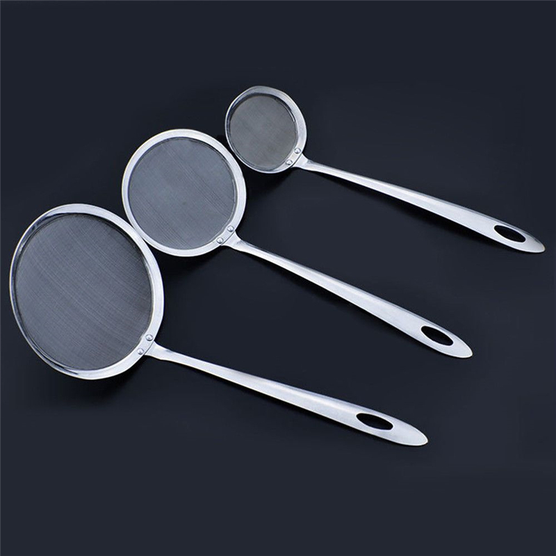 Yueser 8 Pack RVS Spider Zeef Skimmer Draad Skimmer Lepel met Siliconen Handvat Beste voor Keuken Koken Voedsel Pasta Hotpot Vergiet