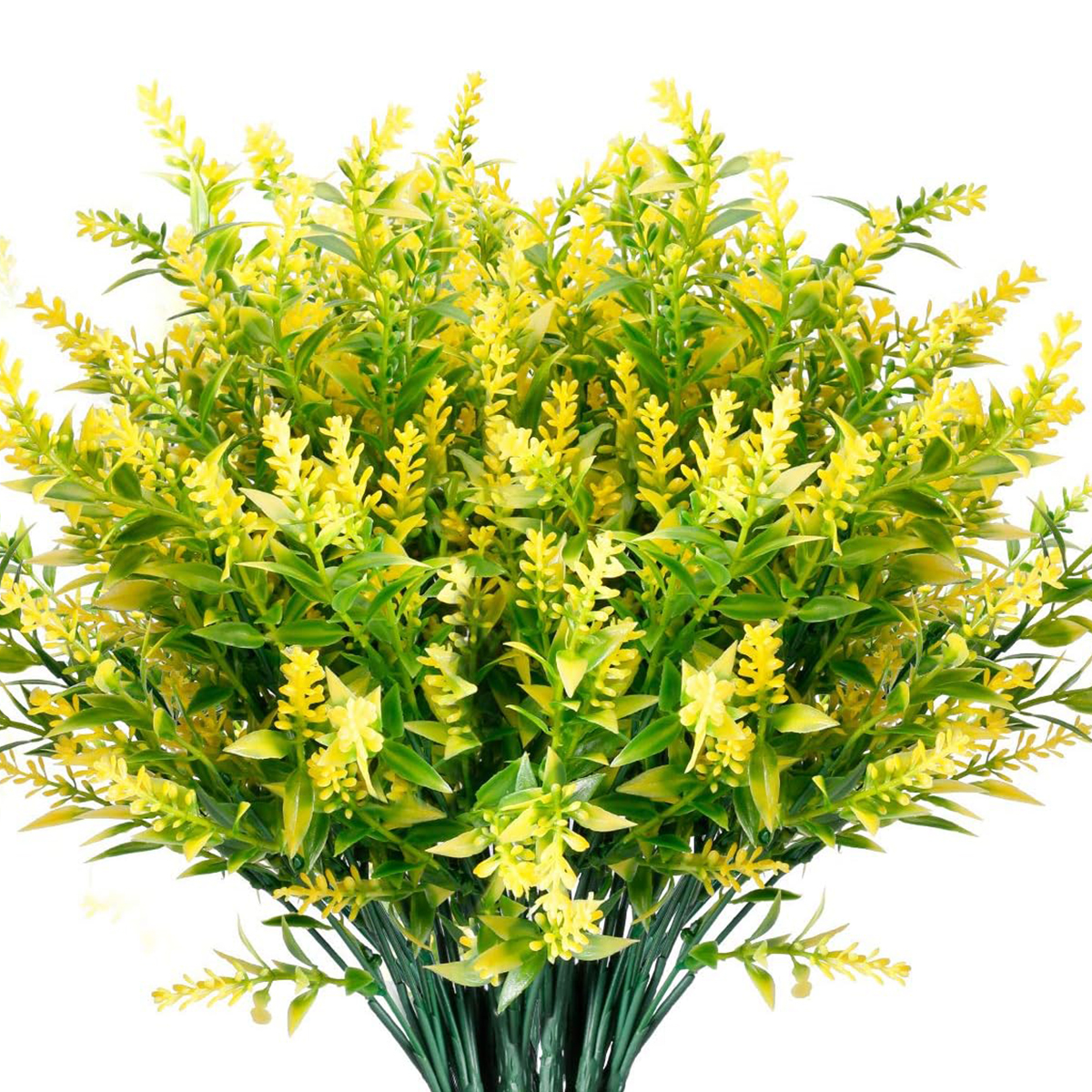 12 Uds. De plantas artificiales de lavanda, florero nupcial para boda, artesanías de corona navideña para el hogar, decoración de alféizar de ventana de jardín al aire libre: YELLOW