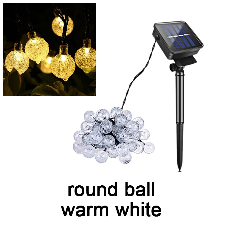Udendørs solar havelys led plænelampe led string fe lys havelandskab belysning bryllupsfest juleindretning: Bold varm hvid / 7m 50 lysdioder