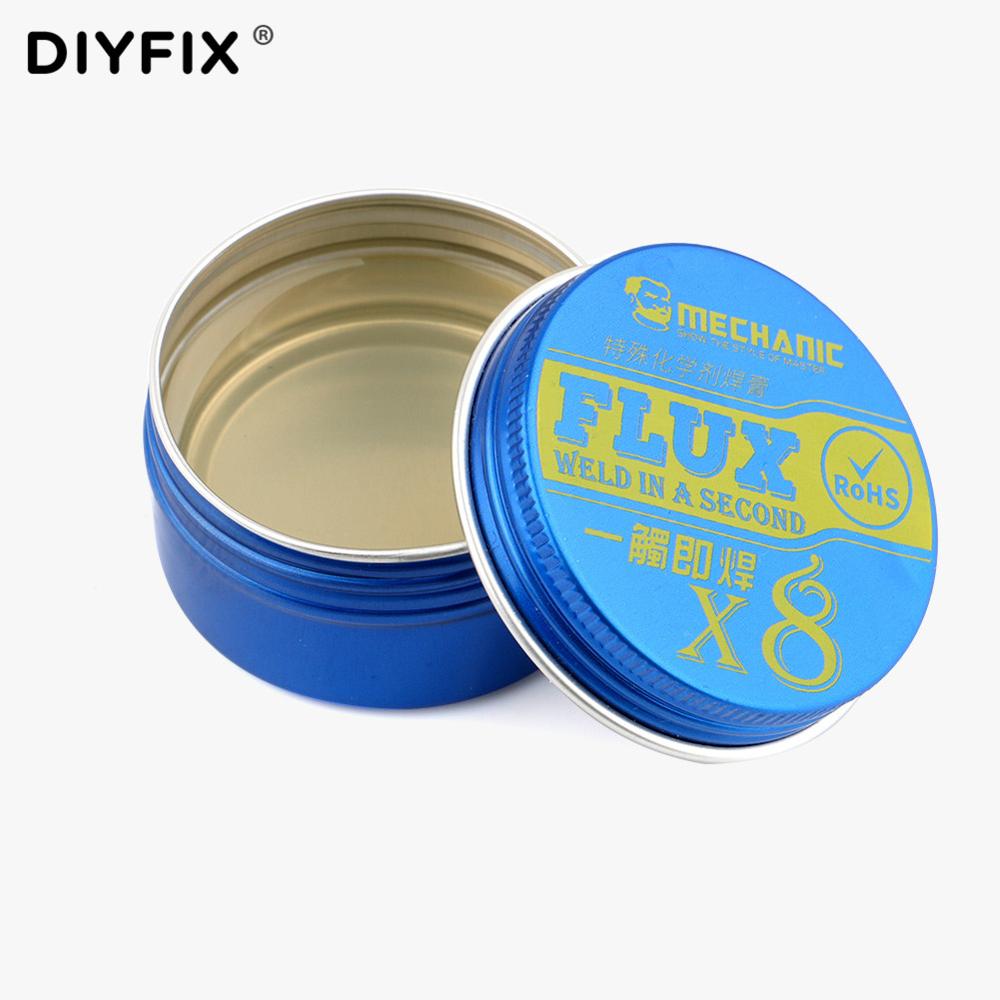DIYFIX Solder Paste Flux Mild Rosin Environmental Lead-free Halogen-free Soldering Oil Welding Flux Paste for PCB BGA PGA SMD: X8