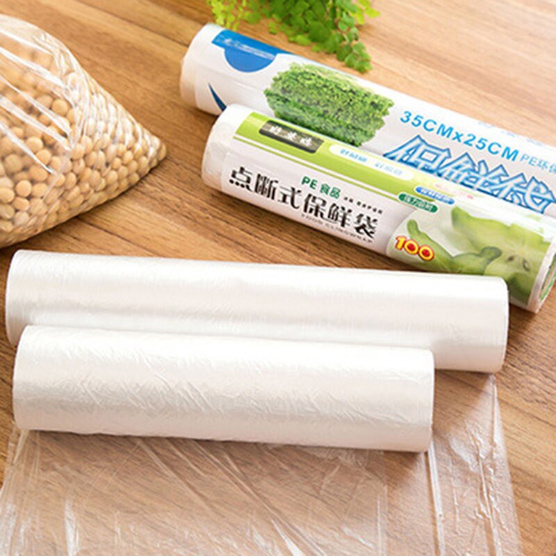 Food Fruit Storage Bag Packaging Plastic Bags Saran Wrap 1 Roll Kitchen Fresh Keeping Heat Sealer Food Saver Bag