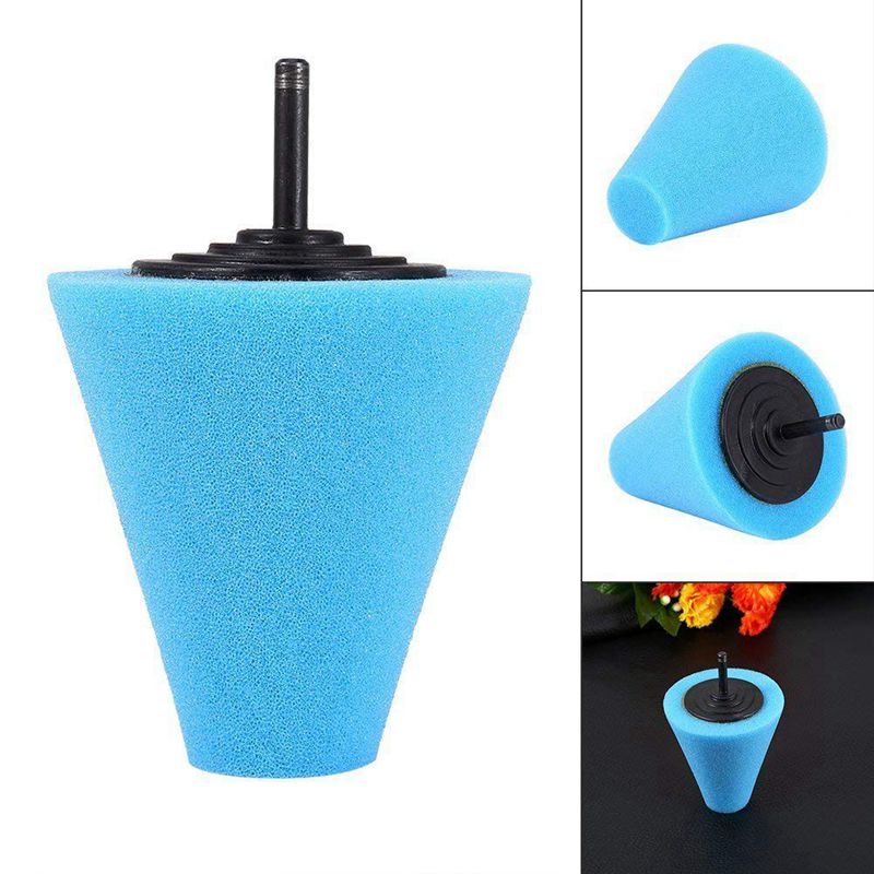 3Pcs 1/4 inch /6mm Shank Sponge Cone Metal Polishing Foam Pad Wool Buffing Polishing Ball for Automotive Car Wheels Care,For Met