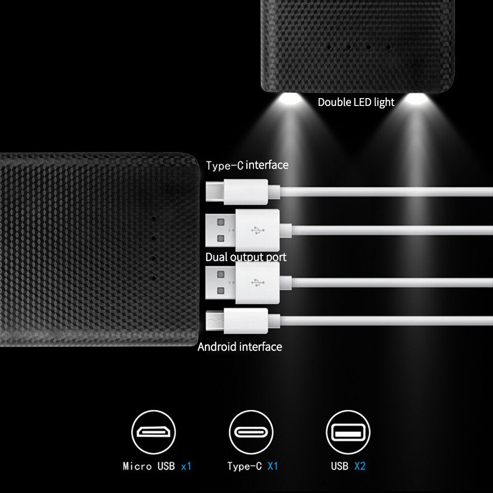 Four jack 20000mAh Double led light 5V Dual USB 8*18650 Power Bank Type C USB Battery Box Mobile Phone Charger DIY Shell Case